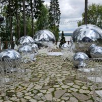 Серебряный зеркальный надувной шар 180 см