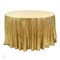 Скатерть круглая из пайеток золотая