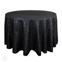 Скатерть круглая из пайеток черная
