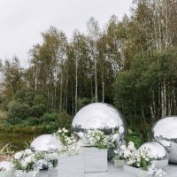Серебряный зеркальный надувной шар 150 см