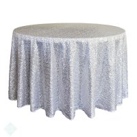 Скатерть круглая из пайеток серебро