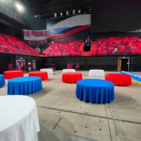 Скатерть круглая синяя