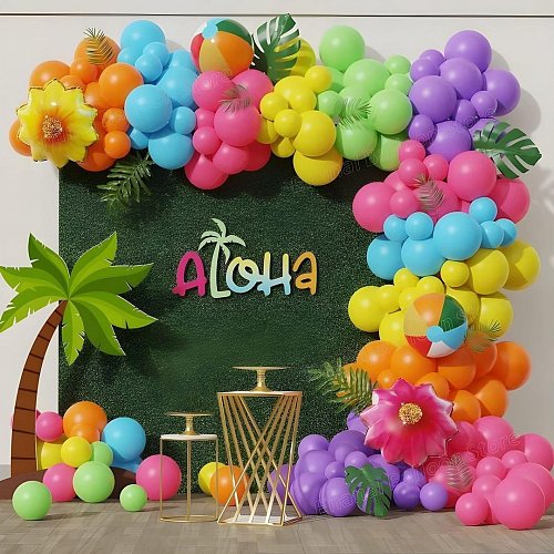 Фотозона из зелени и шаров Aloha